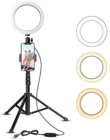 12 Inch Selfie Ring LED Light With Tripod Stand & Ring Bracket Phone Holder USB Rechargeable Fill Lighting Kit Flash Devices 3 Light Modes For Video All Mobile Phones (Size : 7.8in Ring Bracket)