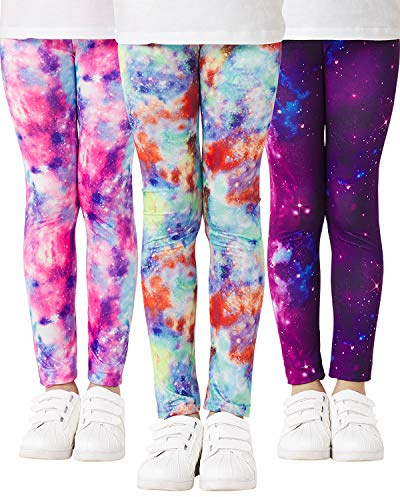 Adorel Girls Leggings Full Length Ankle Trousers Pack of 3 Galaxy 9-10 Years (Manufacturer Size: 80)