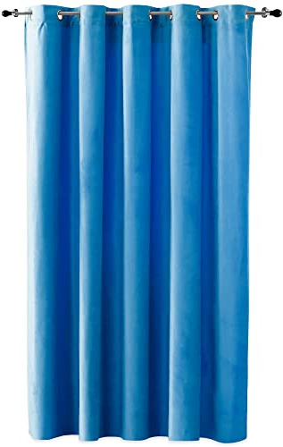 Duffi - Cortina Opaca con Ojales Metalicos. Cortinas Habitacion, Cortina Comedor, Cortinas Salon y Dormitorio. Confeccionada. Efecto Oscurante. 1 Pieza Larga. Color Azul Oscuro. 140 x 260 cm