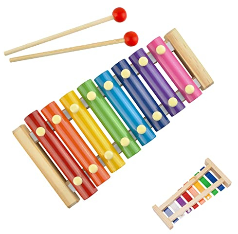 Xylophon für Kinder,Spielzeug Xylophon Mehrfarbig Glockenspiel Holzspielzeug Musikinstrument mit Holzschlägeln für Pädagogische Entwicklung