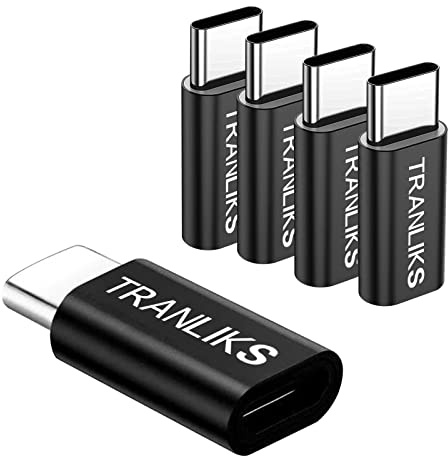 TRANLIKS 5 Pack Adapter Micro USB auf USB C, Adapter Micro USB Female auf Typ C for Charging and Data Sync - Schwarz