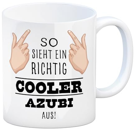 speecheese So sieht ein richtig cooler Azubi aus Kaffeebecher für die Arbeit witzige Kaffeetasse für das Büro oder als Geschenk für den Azubi