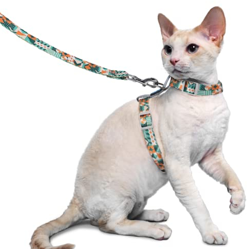 Supet Katzengeschirr und Leine, ausbruchsicher Katzenweste für kleine große Katzen, verstellbare Katzenhalsbänder, Geschirre und Leinen zum Gehen, leichtes Kätzchengeschirr
