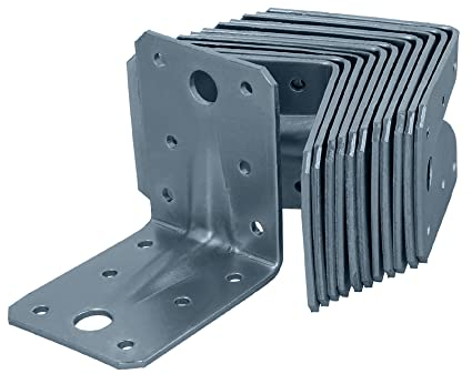 HELPMATE - 12 collegamenti angolari con nervatura 70x70x55 mm - Connettore per legno con zincatura galvanizzata e passivato blu - Squadretta perforata con protezione anticorrosione eccellente