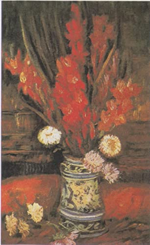 ZIMARO Leinwand Abstrakt Kunstwerk Wandkunst Bild Druck Klassische Malerei Vase mit roten Gladiolen von Vincent Van Gogh für Bürodekoration 60x90cm