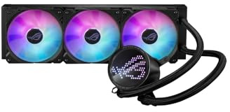 ASUS ROG RYUO III 360 ARGB Enfriador de CPU líquido todo en uno AIO radiador de 360 mm, solución de bomba Asetek de 8ª generación, pantalla LED Anime Matrix™ y ventilador ROG AF 12S ARGB.