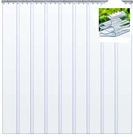 SYFXZZDS Plastic Curtain Industrial Strip Curtain Clear PVC Freezer Curtain PVC Slat Curtain for Warehouse, Factories, Supermarkets (Size : 165x250cm/64.96x98.43in)