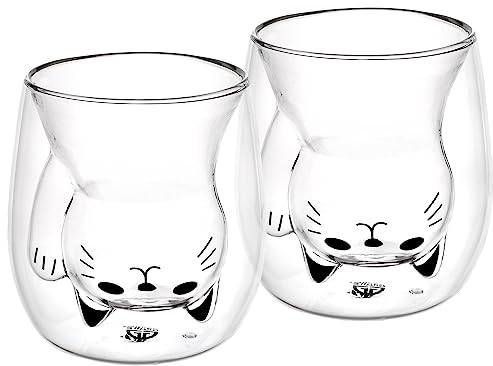 GRÄWE Doppelwandige-Thermogläser, 190ml, 2er Set, Motiv Katze