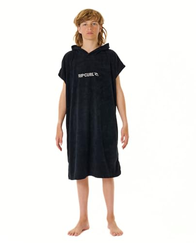Rip Curl Junior Brand Hooded Towel Changing Robe/Poncho 007BTO - Black/Grey Mens Size - L