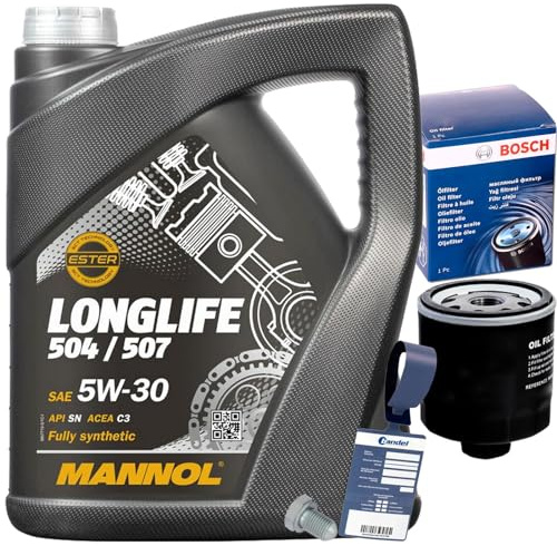 Ölfilter 0451103318+Mannol 5W30 | 0451103318+220125S+MN1801+Mannol Longlife 5W30 für Polo Golf 5 6 Octavia Fabia