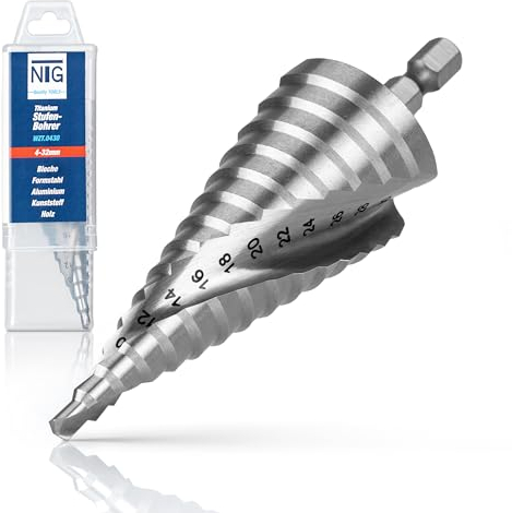NTG HSS Stufenbohrer Ø 4-32mm - Schälbohrer ideal für Metall, Holz, Kunststoffe - 15 Stufen Konusbohrer - Der passende Begleiter für deine DIY Projekte -