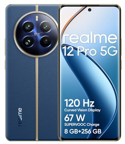 realme 12 Pro 5G Smartphone, 8+256GB, ritratto con teleobiettivo Sony Zoom ottico 2X, Fotocamera IMX882 OIS, Display curvo da 120Hz, Ricarica SUPERVOOC da 67W, blue