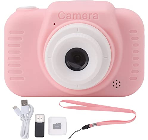 Appareil Photo Numérique Enfants avec Carte 32G Haute Définition Double Objectif 1080P 8X Zoom USB Rechargeable pour Enfants (Rose)