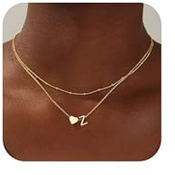 TINGN Gold Herzkette - Damen & Mädchen 18K Vergoldet Herz Kette mit Buchstaben Z
