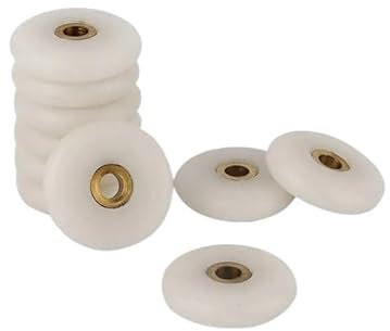 SkyjOy Roulette Douche Lot de 8 poulies de Porte coulissante de Salle de Bain, diamètre 23 mm/25 mm, Distance Entre Les Trous de 5 mm Roulette Porte Coulissante Douche(25mm)