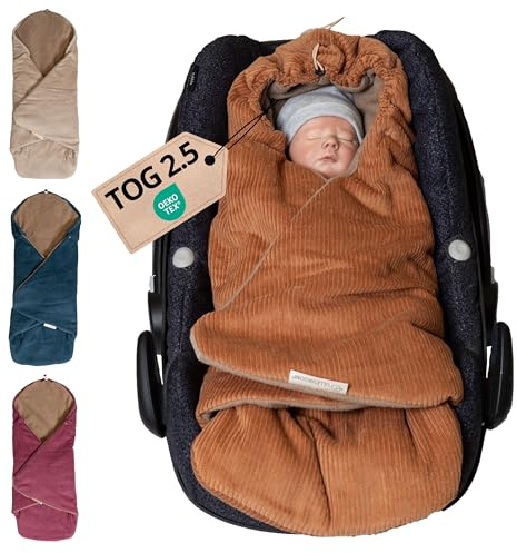 ULLENBOOM Einschlagdecke für die Babyschale - Ideal für Herbst & Winter | TOG 2.5, Oberstoff: 100% Baumwolle, gefüttert, OEKO-TEX zertifiziert, Einfaches öffnen & schließen, Made in EU, Waschbar