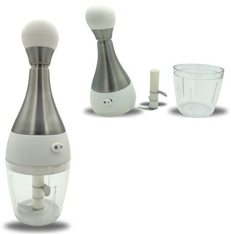 Mini hachoir manuel | Coupe oignons CATHALID, ail, légumes et condiments ultra-pratique, cuisine rapide et sans effort, appareil portable avec 3 lames rotatives et bol antidérapant.