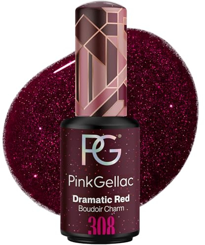 Pink Gellac Gel Nagellack UV - 308 Dramatic Red 8 ml - Gelnagellack für UV Lampe - Rot - Einfache Anwendung Nail Polish für 14 Tage Salonqualität - Veganer Gellack Made in Holland