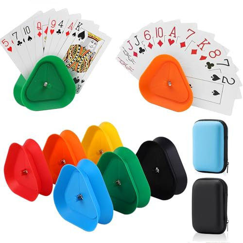 8-Stück Set Kartenhalter Kinder, 6 Verschiedenfarbige Spielkartenhalter Und 2-Karten-Boxen, Kartenhalter Spielkarten, Für UNO Kartenspiel Skyjo Kartenspiel ﻿