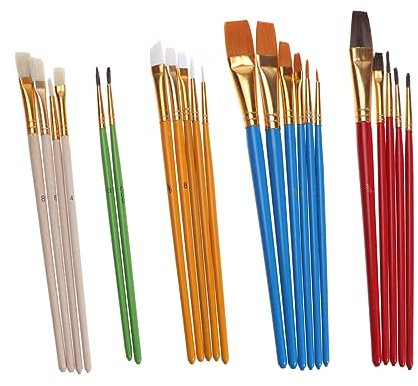 HAPINARY 25 Stück Malpinsel-Set Mit Runder Und Feiner Nylonhaarspitze Für Aquarell, Acryl, Ölmalerei, Modellbau Und Kunstprojekte Mit Holzgriffen Und Nickelbeschichteten Hülsen Für Jungen,