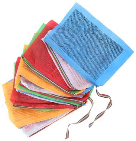 Warmhm 20stücke Tibetische Gebetsfahnen Bunte Lange Outdoor-dekoration Kleine Fahnen Für Garten Spirituelle Wanddeko Mit Traditionellen Symbolen Und Tibetischem Segen