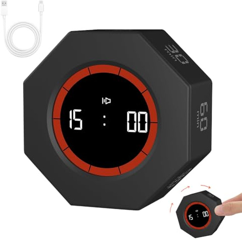 Pomodoro Temporizador de gravedad Flip – 1/3/5/15/30/60/90 minutos de tiempo de cuenta atrás, temporizador de cocina de corta duración, temporizador para trabajar, cocinar, estudiar, fitness, compacto