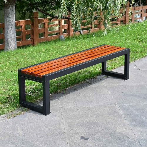 Generisch Balkon Bank 80cm Breit Gartenbank Sitzbank Wetterfest 2-4 Sitzer Parkbank Metallrahmen Ohne Lehne Für Garten Terrasse Balkon Drinnen Und Draußen(Brown,80x40x45cm)