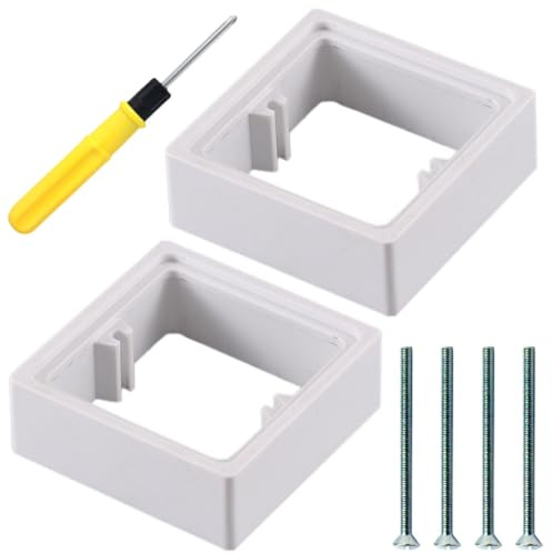 Acmerota 1-fach-Abstandhalter 20 mm, 1-fach-Aufputzdose, Einzelsteckdose, Abstandhalter, quadratischer Rahmen, weiße Abdeckplatte, Lichtschalter, Einzelsteckdose mit Schraube, 2er-Pack