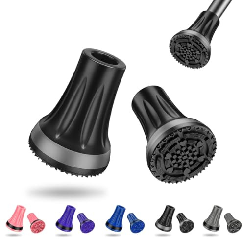 supregear Gångkäppstips 16 mm (2-pack), Kraftiga Halkfria Gummitips 5/8 inch (16 mm), Ersättningstips För Seniorer, Promenad- Och Vandringstavar, Svart