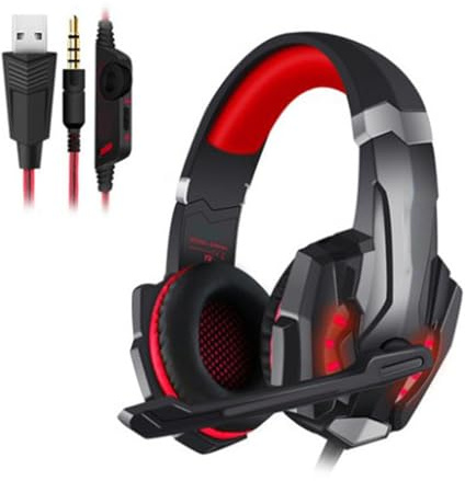 UncleS Casque De Jeu Confortable G9000 Écouteurs Supra-Auriculaires avec Microphone Antibruit Et Lumière LED Cache-Oreilles À Mémoire Douce