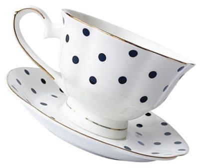 VICASKY Tazza e Piattino da in con Decorazione Pois per Tè Latte e Cappuccino Bar e Ristoranti come Regalo Raffinato