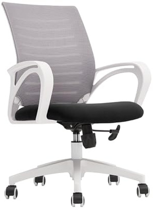 Justerbar Ergonomisk kontorsstol Hem Hjul Mid Back Mesh Kontorsskrivbord Rullande Vridbar Arbetsstol(Grijs)
