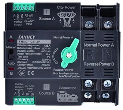 Interruptores de transferencia automática de doble potencia, 125 A, cambio de copia de seguridad suave, conmutación automática, dos potencias para el hogar, interruptores pequeños para el hogar