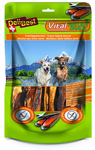 DeliBest Vital Natura Snack Meermuschel + Glucosamin I Kausnack für Hunde I für jedes Alter und jede Größe I auch zur Zahnreinigung perfekt geeignet I natürlicher Hundesnack I 200g Packung