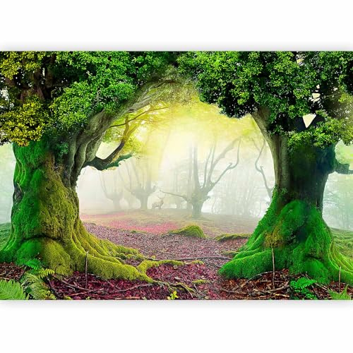 murando - Vlies Fototapete Wald 300x210cm - Foto Tapete Schlafzimmer Wohnzimmer Moderne Vliestapete XXL Wandtapete Motivtapeten Bildtapete 3d Effekt Wand Dekoration - Bäume Landschaft grün 10110903-30