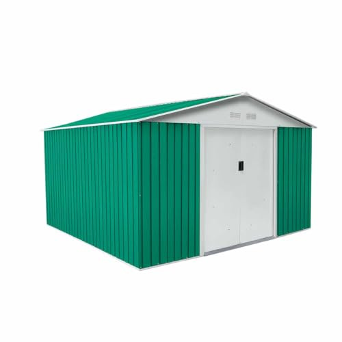 Gardiun KIS12130 - Caseta Metálica Bedford, 11.59 m² Exterior, 361 x 321 x 205 cm, Acero Galvanizado Verde