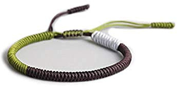 EXINOX Pulsera Tradicional Tibetana | Hombre Mujer | Nudos Espirituales Budistas (Verde)