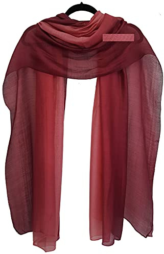 GFM® Deux tons Châle foulard en soie pour demoiselles d'honneur mariage de soirée -fuchsia-(Dmsyslk-fshglb)