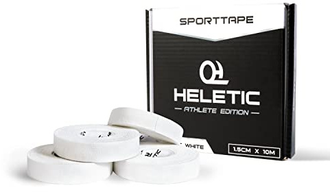 HELETIC Fingertape 4er Set Sporttape 1,5cm x 10m Athlete Edition - Tape mit extra starker Klebkraft, leicht abreißbar & wasserabweisend (weiß)