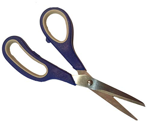 Ciseaux ménagers pour enfants - Pointe ronde - Papier - Équipement de bureau (ciseaux ménagers, bleu/gris)