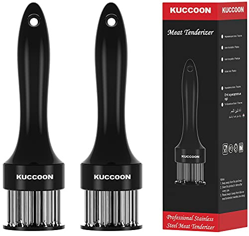 KUCCOON Fleischklopfer Werkzeug (2 Stück) Edelstahl Nadel Ultra Sharp 24 Klingen Tenderizer Werkzeug zum Zartmachen von Rindfleisch, Huhn, Steak, Schweinefleisch