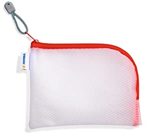 HERMA Dokumententasche A6 mit Reißverschluss, kleine wasserdichte Reißverschlusstasche, verschließbare Dokumentenmappe aus Kunstoff mit Zipper, halb-transparent, 19 x 14 cm, rot