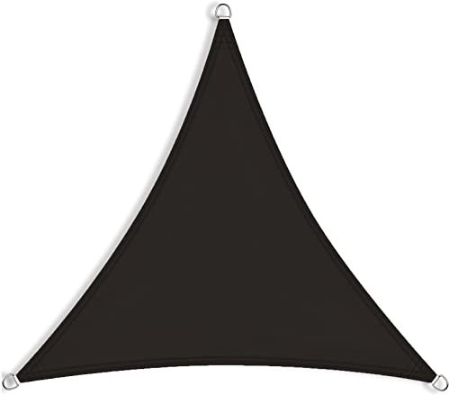 Voile D‘ombrage Triangulaire 4x4x4m Hydrofuge, 95% de Protection UV Toile d'ombrage avec Kit de Montage Corde Libre pour Jardin Terrasse Extérieur Patio, Noir