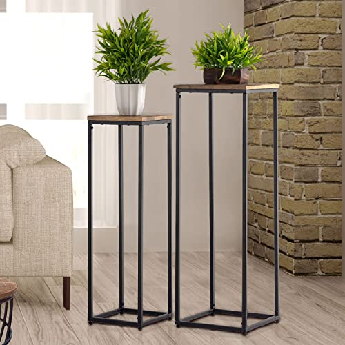 casamia Blumensäulen Set Pflanzenständer B 25 u. 20 H 78 u. 67 cm Blumen Hocker Peru quadratisch