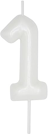 DERVENTA Number Candle White 2.36 inch Party Celebration Anniversary Decoration Perfect Birthday Brunch Dessert Cake Topper 1 Piece (Number 1 White)