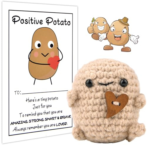 Pipihome Pocket Hug Lustige Positive Kartoffel, Positive Potato Herzform Glücksbringer, Kreative Strickwolle Puppe Mutmacher Geschenk, Ostergeschenke Kleine Geschenke für Frauen Kollegen Freund