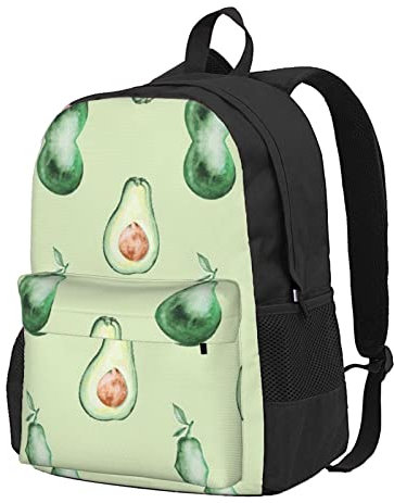 KoNsev Laptop-Rucksack mit Avocado-Muster – stilvoll, langlebig und bequem, Schwarz , One size