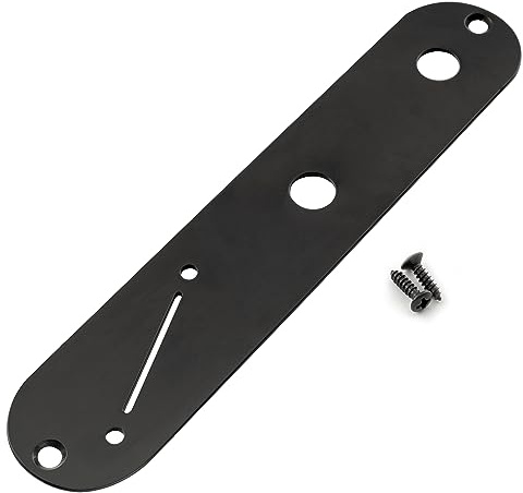 Musiclily Pro 32mm TL Kontrollplatte mit Engem Potiloch Schwarz | Stahl Conrtrol Plate, Abgewinkeltem Schalterschlitz,für T Style E-Gitarre