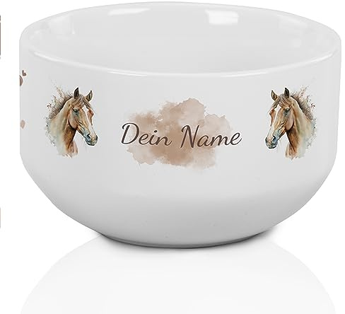 GRAZDesign Müslischale Pferd personalisiert Kinder & Erwachsene, Schüssel für Frühstück, Müsli, Suppe, Kindergeschirr mit Namen, Keramik