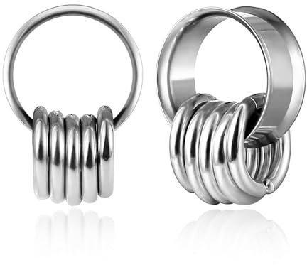 Twolobes 1 Paar Ohrdehner, hypoallergen, 316 Ringe, Ohrgewicht, Edelstahl, Ohrdehner plus Tunnel (0G-2,5 cm), 8 mm-25 mm, 00 g, Körperpiercing-Schmuck, Metall, Kein Edelstein